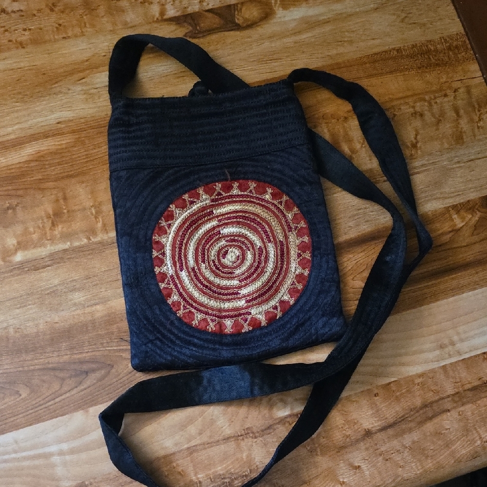 Stylish Black and Red Embroidered Women's Bag